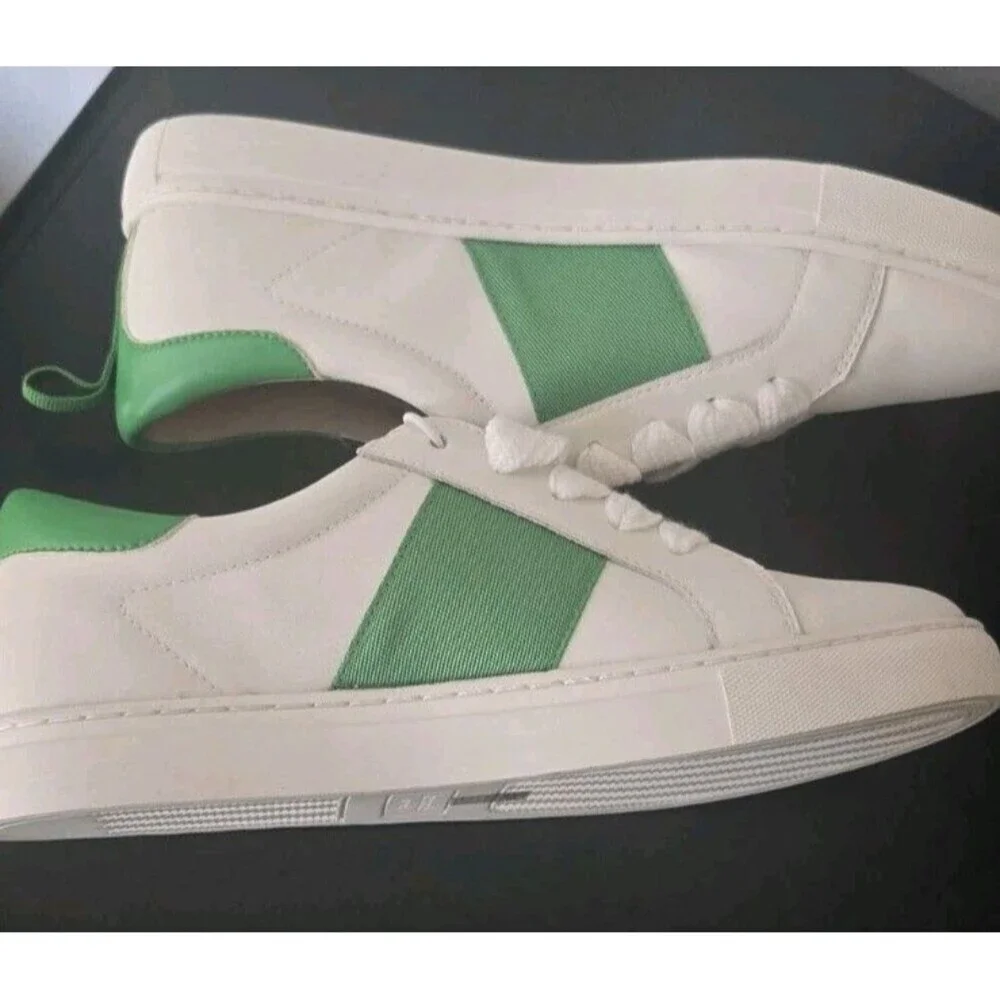 Kate Spade Ainsley Leather Sneaker Optic White Green Lace-up Size 6B New